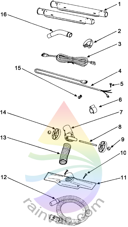 Rainbow Vacuum Power Nozzle Model R1024 Wands / Wiring Parts