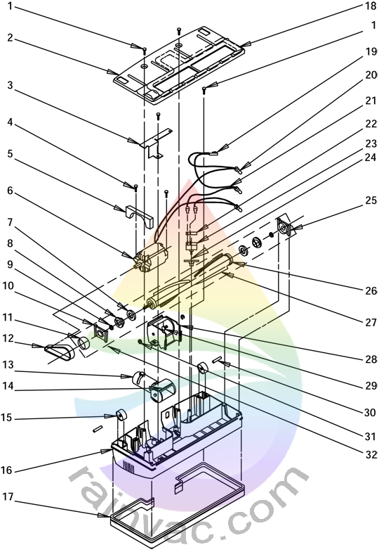 Rainbow Vacuum Power Nozzle R-2800C Internal View Parts