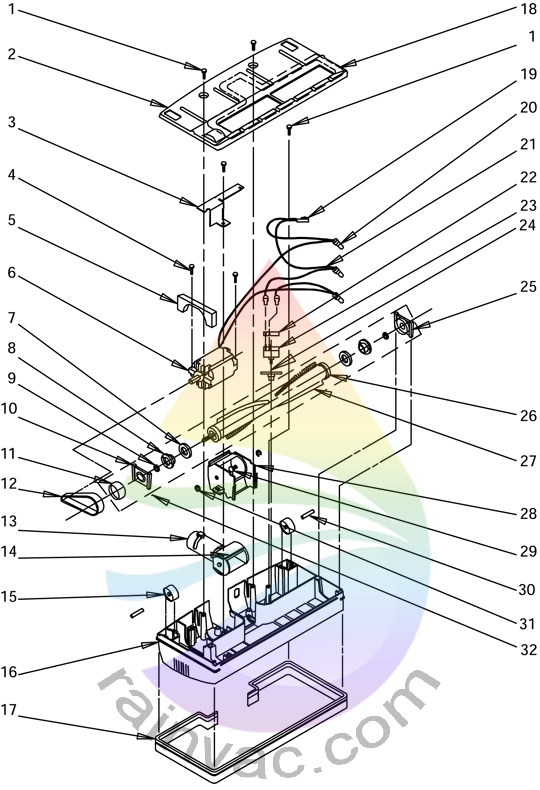 Rainbow Vacuum Power Nozzle R-4375C Internal View Parts