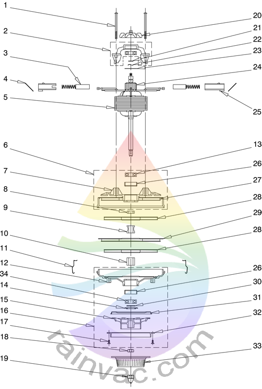 Rainbow Vacuum Model D4C and SE Series Motor Assembly Parts