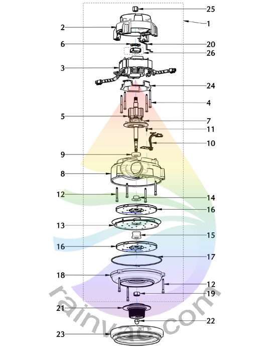 Rainbow Vacuum Model E2 Type 12 Black v3 Motor Design Parts