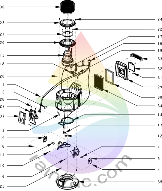 Rainbow Vacuum E-2 (e SERIES™) Version 1 Main Housing Parts